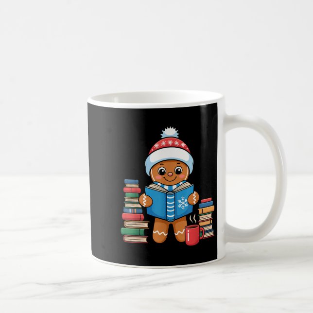 Caneca De Café Bookish Gingerbread Reading Books Christmas Pajama (Direita)