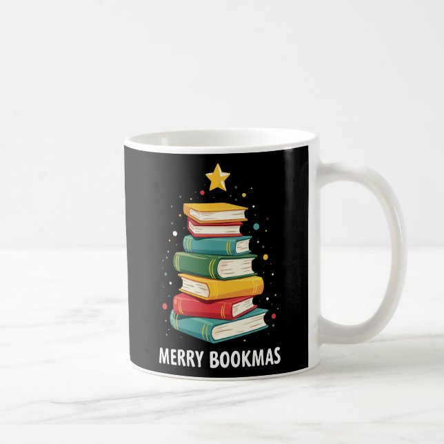 Caneca De Café Bookmas felizes - Pilha Festiva de Livros (Direita)
