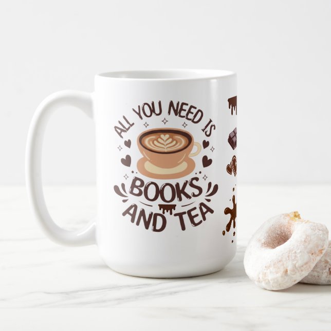 Caneca De Café Books and Tea Cozy Reader Graphic (Com Donut)