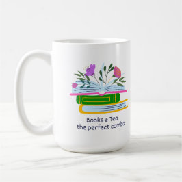 Caneca De Café Books and Tea - The Perfect Combo