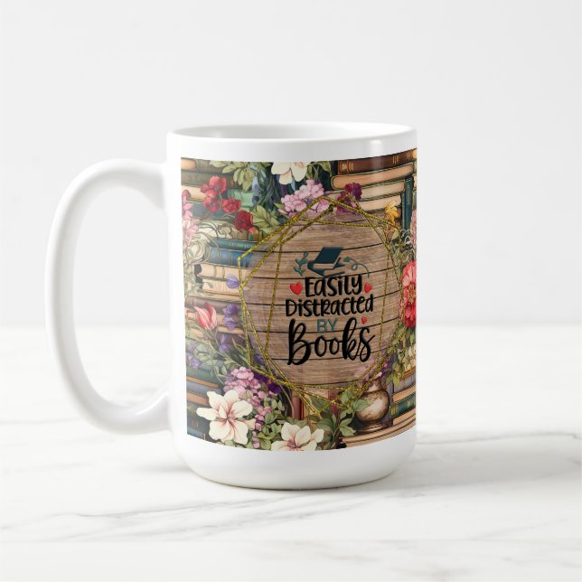 Caneca De Café Books Lover Mug, Readers Cup Gift, Livros Lidos (Esquerda)
