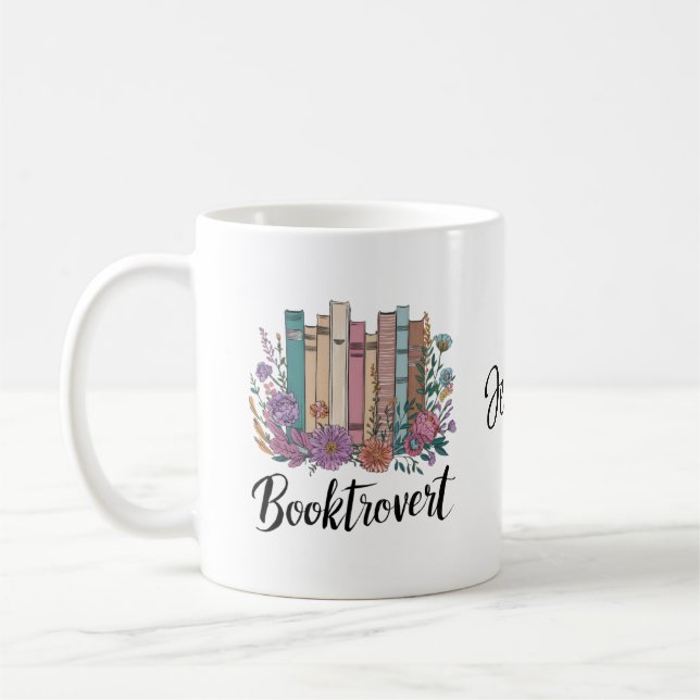 Caneca De Café Booktrovert Custom Book-Lover Watercolor Design (Esquerda)
