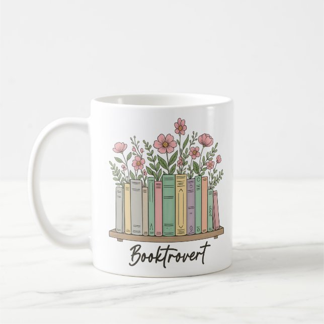 Caneca De Café Booktrovert - Presente de Lover de Leitura do Cozy (Esquerda)