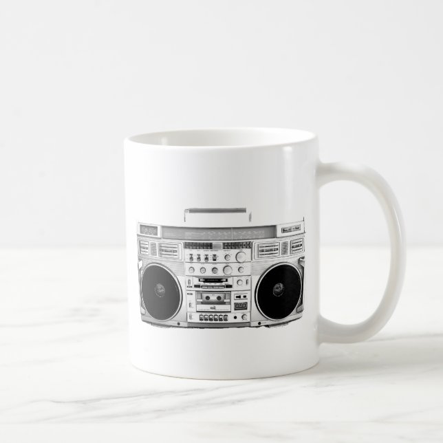 Caneca De Café Boom Box Ghetto Blaster 80s 70s Cassette player (Direita)