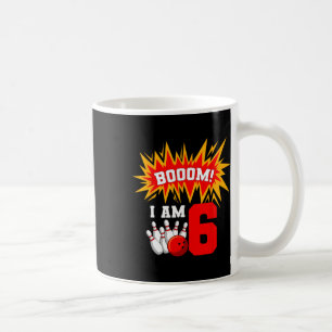 Caneca De Café Booom! Eu Estou 6 Aniversário de Boliche Festa de 