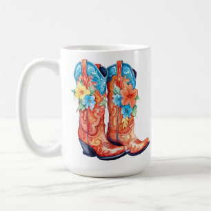 Caneca De Café Boot Floral Design 15 oz Classic Mug