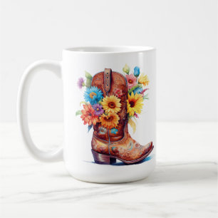 Caneca De Café Boot Floral Design 15 oz Classic Mug
