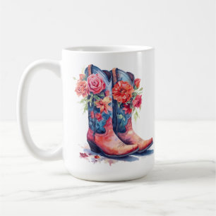 Caneca De Café Boot Floral Design 15 oz Classic Mug