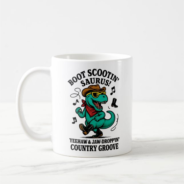 Caneca De Café Boot Scootin' Saurus! (Esquerda)