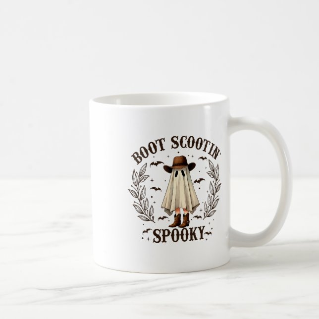 Caneca De Café Boot Scootin Spooky no Halloween Ocidental Ghost C (Direita)