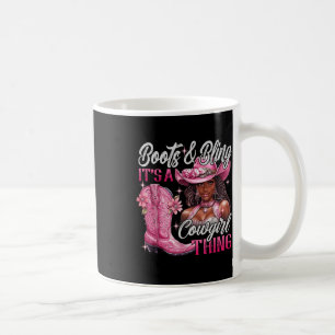 Caneca De Café Boots & Bling It A Cowgirl Thing Pink Black C
