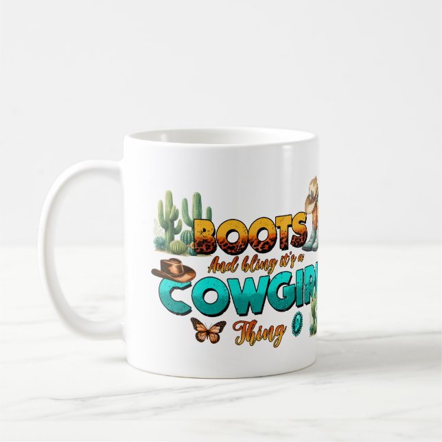 Caneca De Café Boots and Bling Cactus Personalizados (Esquerda)