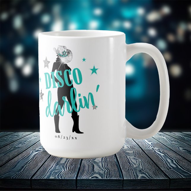 Caneca De Café Boots 'n Bling Disco Darlin' Azul ID925  (Criador carregado)