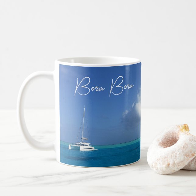 Caneca De Café Bora Bora Tropical Island Paradise Yacht (Com Donut)