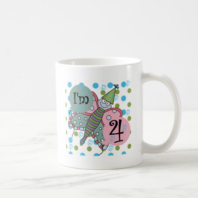 Caneca De Café Borboleta 4º Aniversário Camisetas e presentes (Direita)