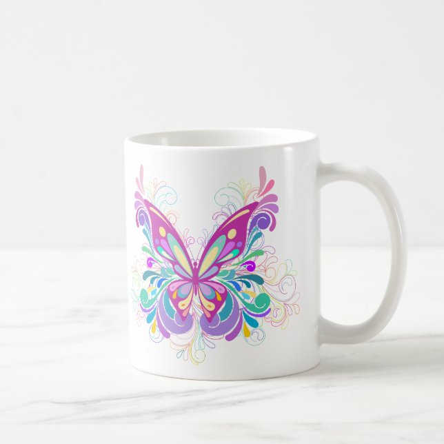 Caneca De Café Borboleta abstrata colorida (Direita)
