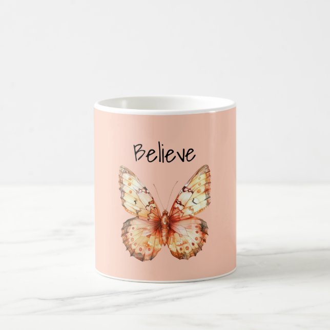 Caneca De Café Borboleta Acredite Laranja (Centro)