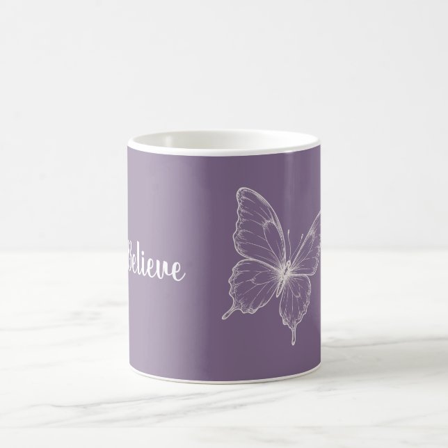 Caneca De Café Borboleta Acredite Roxo (Centro)