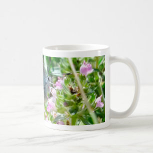 Caneca De Café Borboleta Amarela Azul Com Pontos Pretos em Flores
