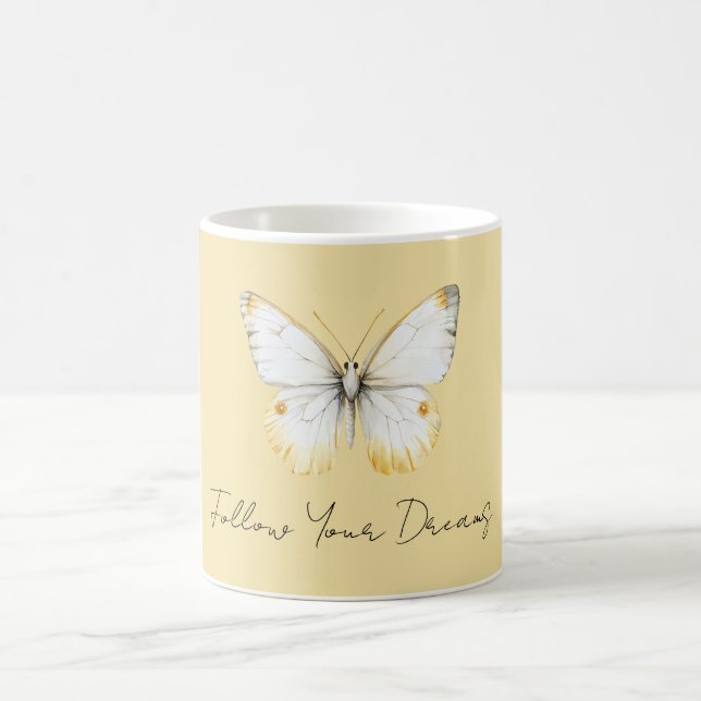 Caneca De Café Borboleta Amarela Branca (Centro)