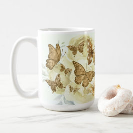 Caneca de café Borboleta Amarela e Dourada