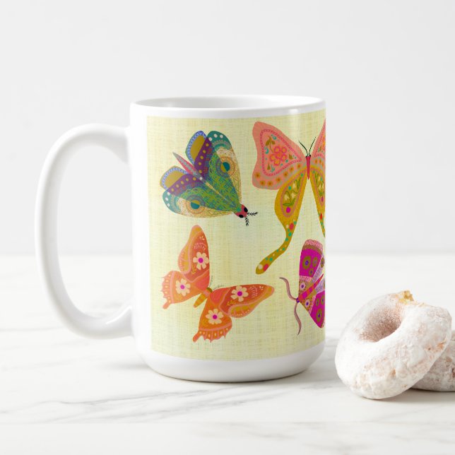 Caneca De Café Borboleta Amigos Mug (Com Donut)
