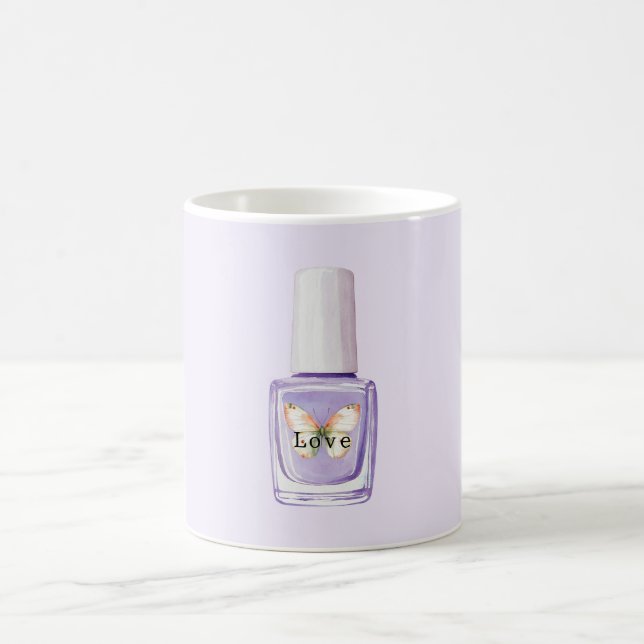 Caneca De Café Borboleta Amor Esmalte de Unhas Roxo (Centro)