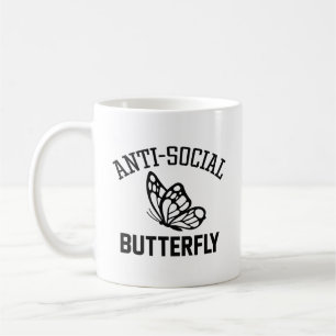Caneca De Café Borboleta Anti-Social
