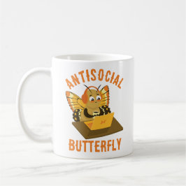 Caneca De Café Borboleta Antissocial Engraçada Introduzida