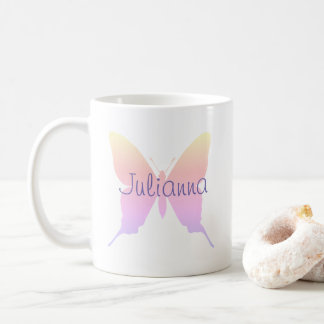 Caneca De Café Borboleta Arco-íris Pastel Violeta Personalizada