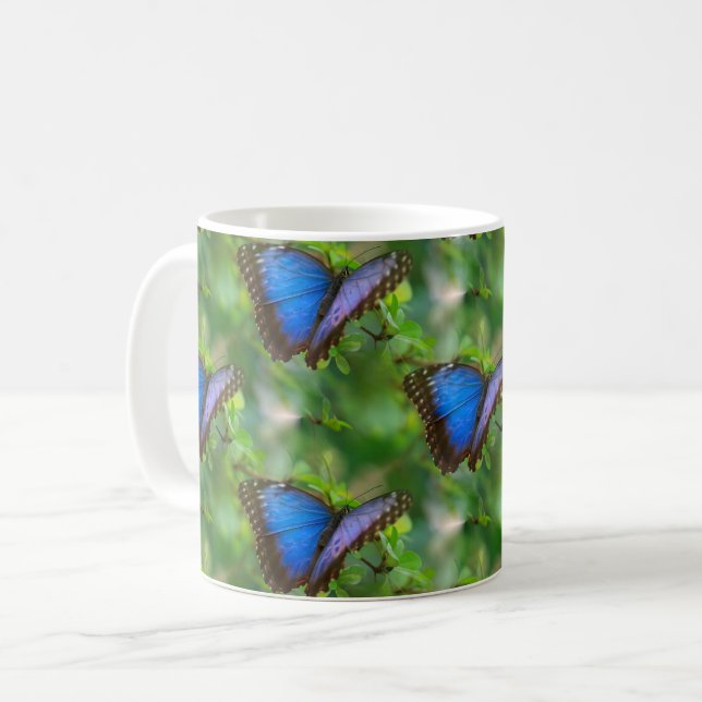 Caneca De Café Borboleta Azul (Frente Esquerda)