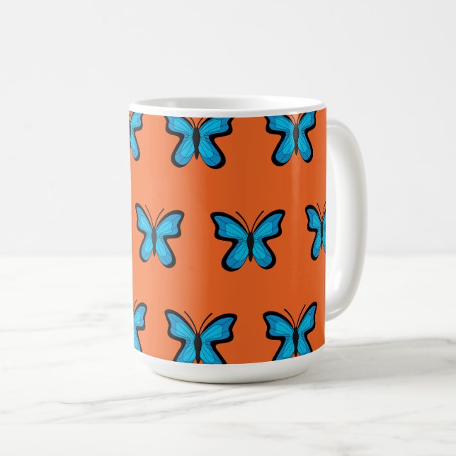 Caneca De Café Borboleta Azul (Frente Esquerda)