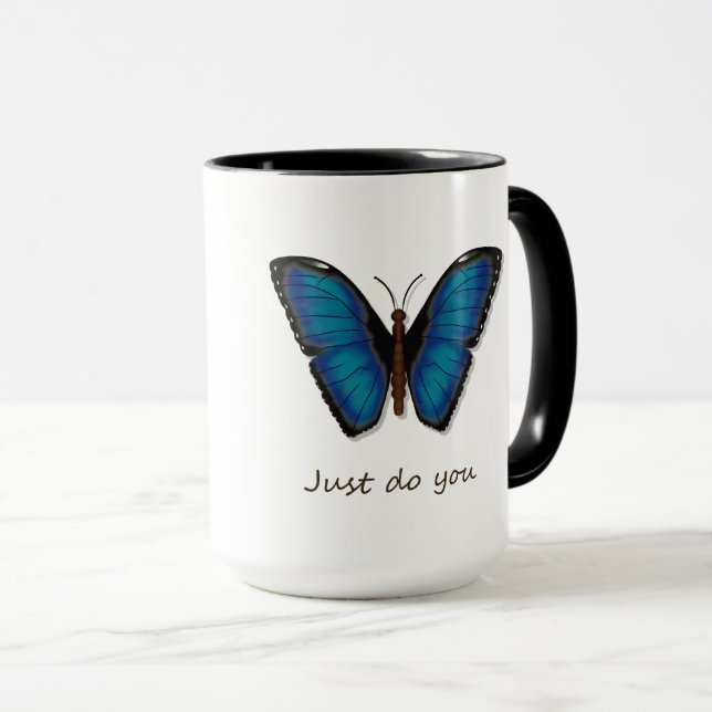 Caneca de Café Borboleta Azul (Frente Esquerda)