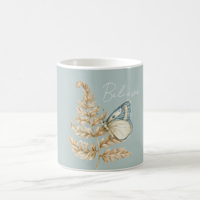 Caneca De Café Borboleta Azul Acredite (Centro)