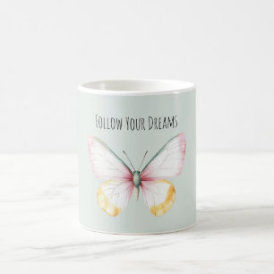 Caneca De Café Borboleta Azul Claro Branco Amarelo Rosa Verde Águ