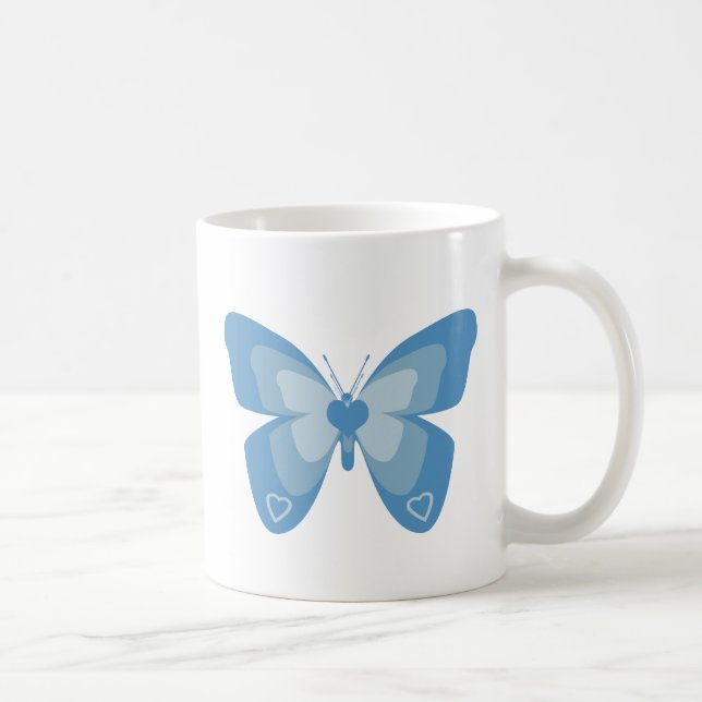 Caneca De Café Borboleta azul com corações (Direita)