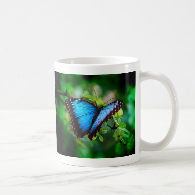 Caneca De Café Borboleta azul de Morpho (Direita)