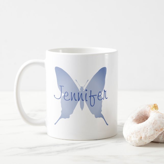 Caneca De Café Borboleta Azul de Omã Personalizada (Com Donut)