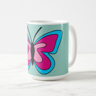 Caneca De Café Borboleta Azul Magenta Rosa