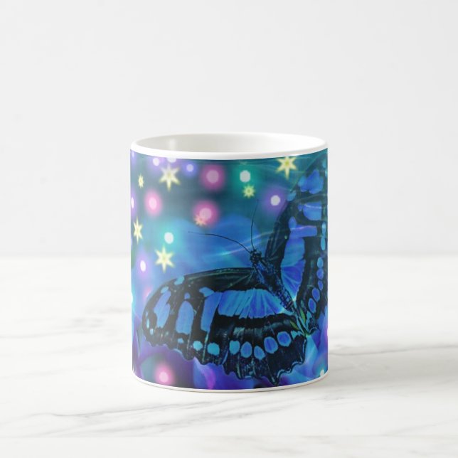 Caneca De Café Borboleta Azul Mágica (Centro)