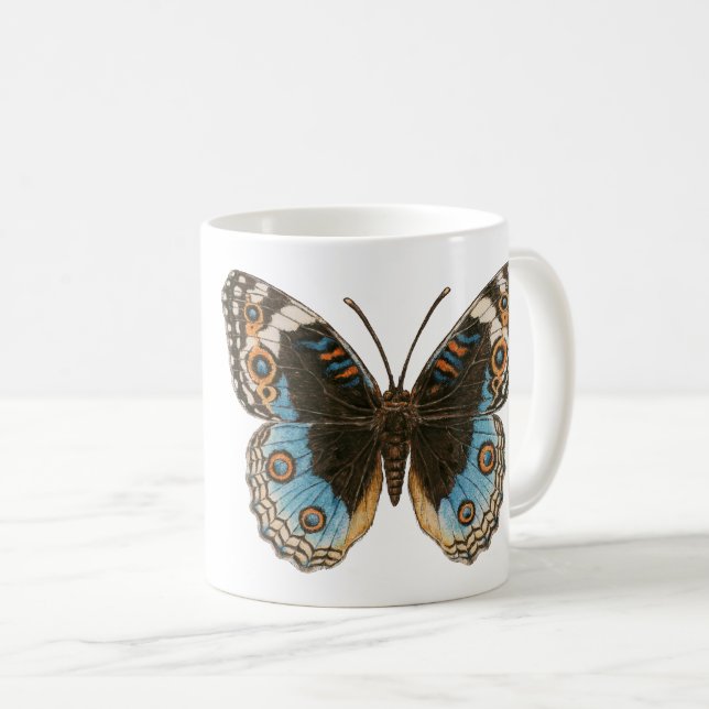 Caneca De Café Borboleta Azul Pansy (Frente Esquerda)