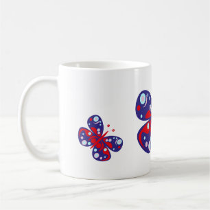 Caneca De Café Borboleta azul vetor-curva