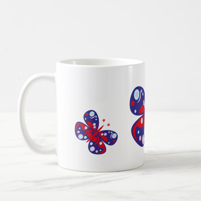 Caneca De Café Borboleta azul vetor-curva (Esquerda)