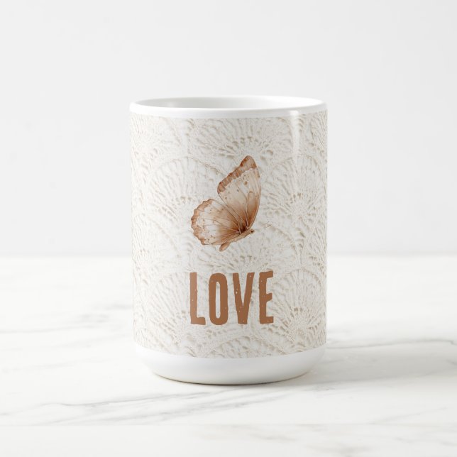 Caneca De Café Borboleta Boêmio Boho Marrom Creme (Centro)