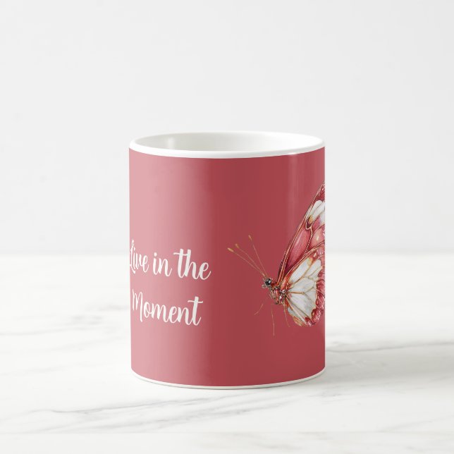 Caneca De Café Borboleta Branca Vermelha (Centro)