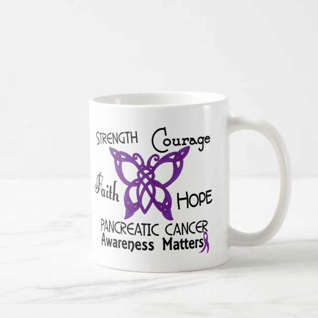 Caneca De Café Borboleta celta 3 do câncer de pâncreas (Direita)