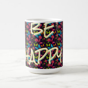 Caneca De Café Borboleta Colorida Personalizada e Customizada