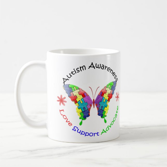 Caneca De Café Borboleta da consciência do autismo (Esquerda)