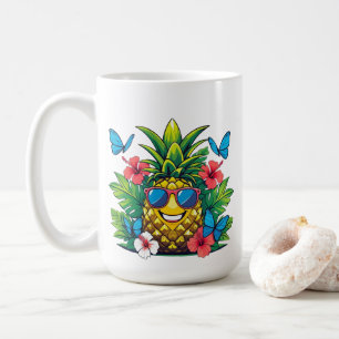 Caneca De Café Borboleta de abacaxi alegre