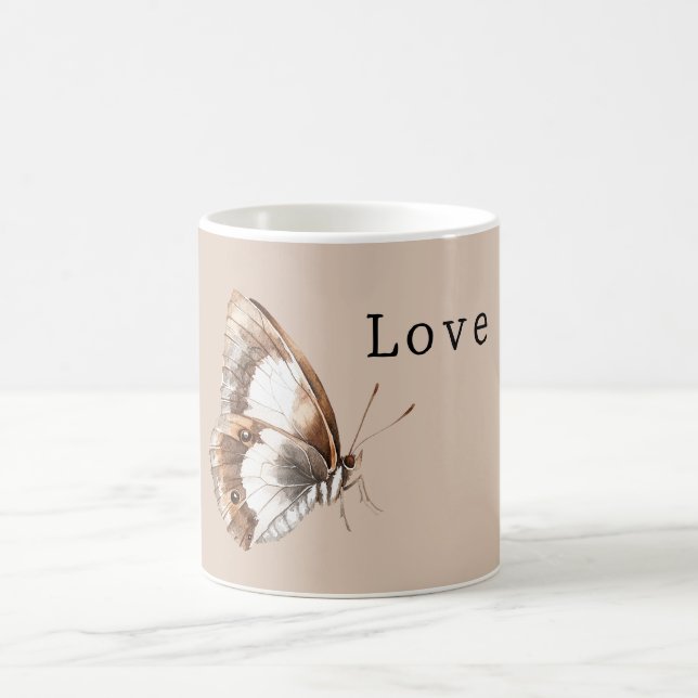 Caneca De Café Borboleta de Cor Creme (Centro)
